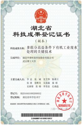 多组分高盐条件下有机工业废水处理的关键技术