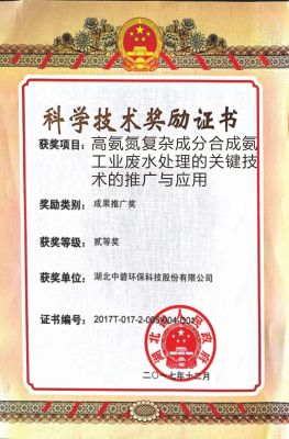 高氨氮复杂成分合成氨。工业废水处理的关键技术的推广与应用